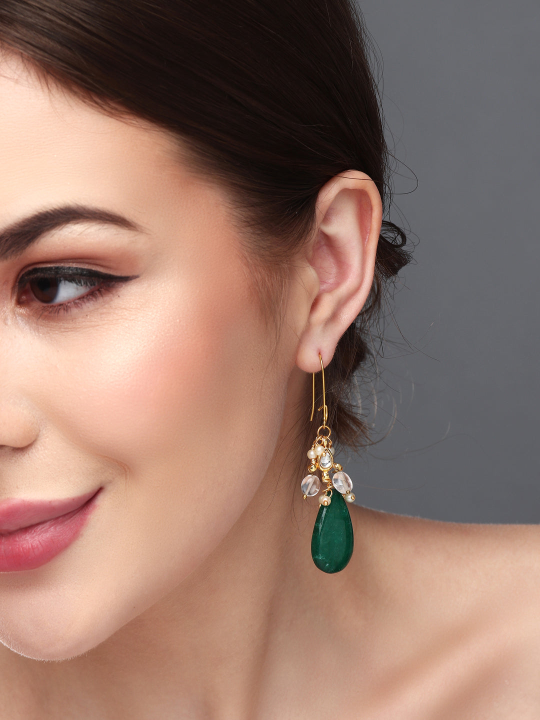 Green Natural Stone drop earring