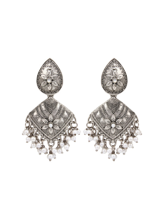 Silver Oxydised finish Drop Earring