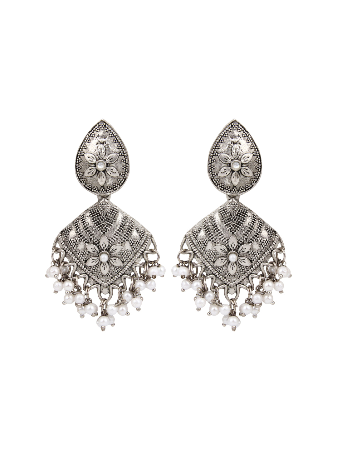 Silver Oxydised finish Drop Earring