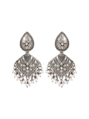Silver Oxydised finish Drop Earring