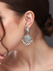 Silver Oxydised finish Drop Earring