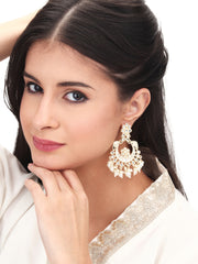Gold plated Chandbali with kundan