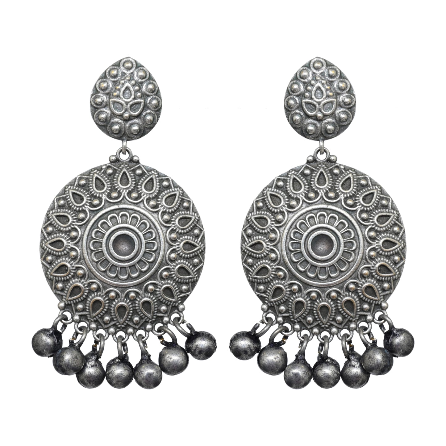 Silver Oxydised Drop Earring