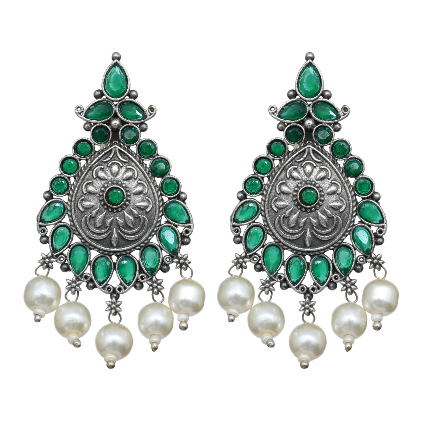 Silver Oxydised Studs with AD stone