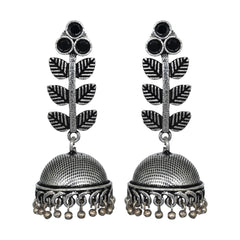 Leaf detailed Silver Oxydised Jhumka