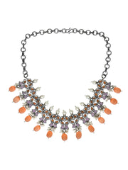 Silver Oxydised finish Necklace choker with earring