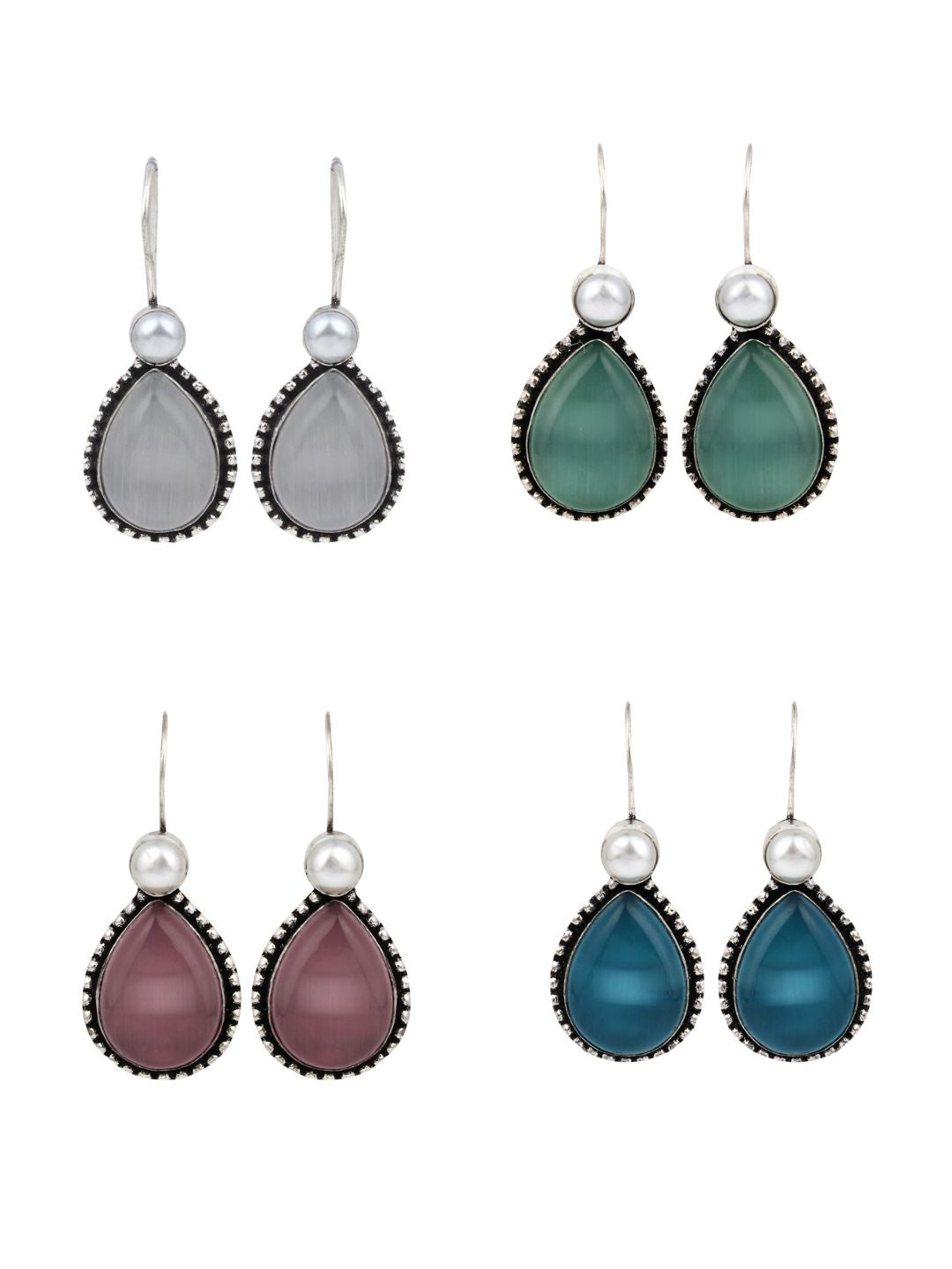 4 Drop Earring - White, Blue, Sage Green & Pink