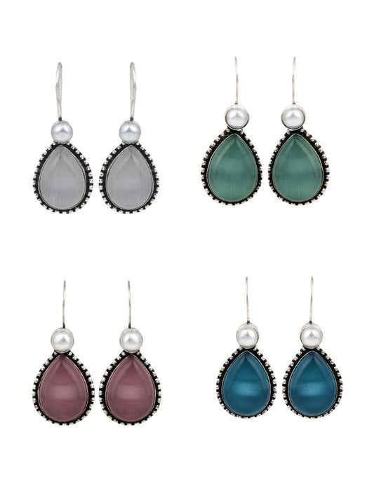 4 Drop Earring - White, Blue, Sage Green & Pink